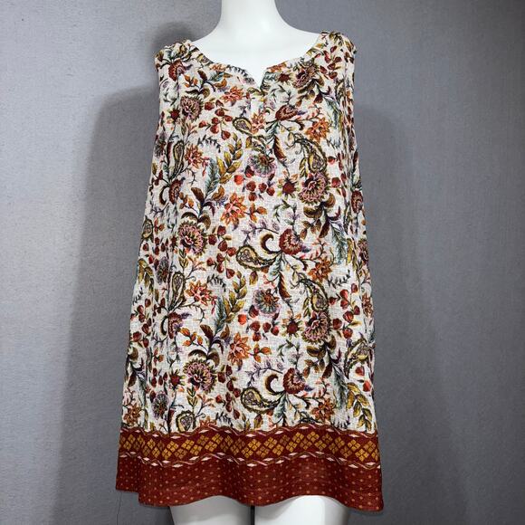 CJ Banks Sleeveless Floral Paisley Lined Tunic Top 1X Boho Indie Cottage Classic - Picture 1 of 7